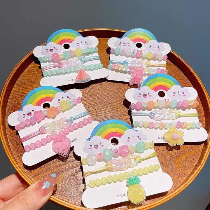 جديد الأطفال سوار حبة مضيئة الإنترنت الشهير الكرتون الفاكهة أزياء فتاة طالب سوار تنوعاNew children's luminous bead bracelet Internet famous cartoon fruit fashion girl student versatile bracelet