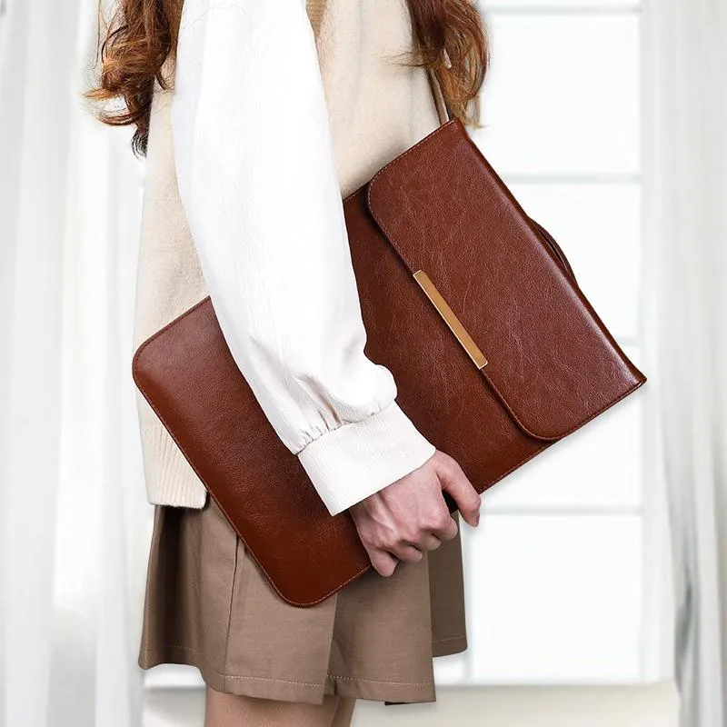 13.3 2-In-1 Laptop Sleeve With Mouse Storage In Pu Leather