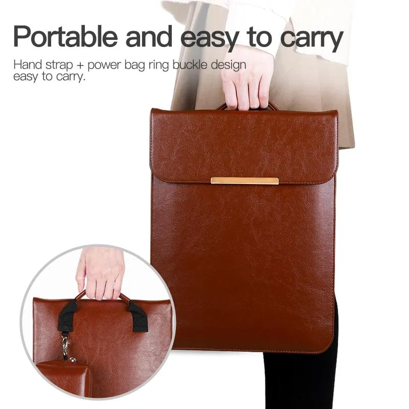 13.3 2-In-1 Laptop Sleeve With Mouse Storage In Pu Leather
