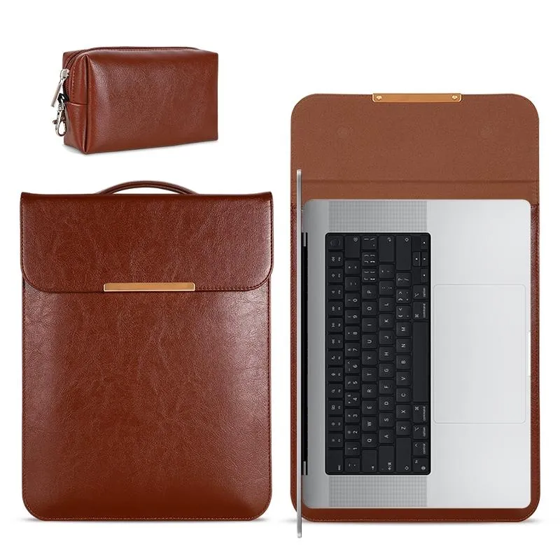 13.3 2-In-1 Laptop Sleeve With Mouse Storage In Pu Leather