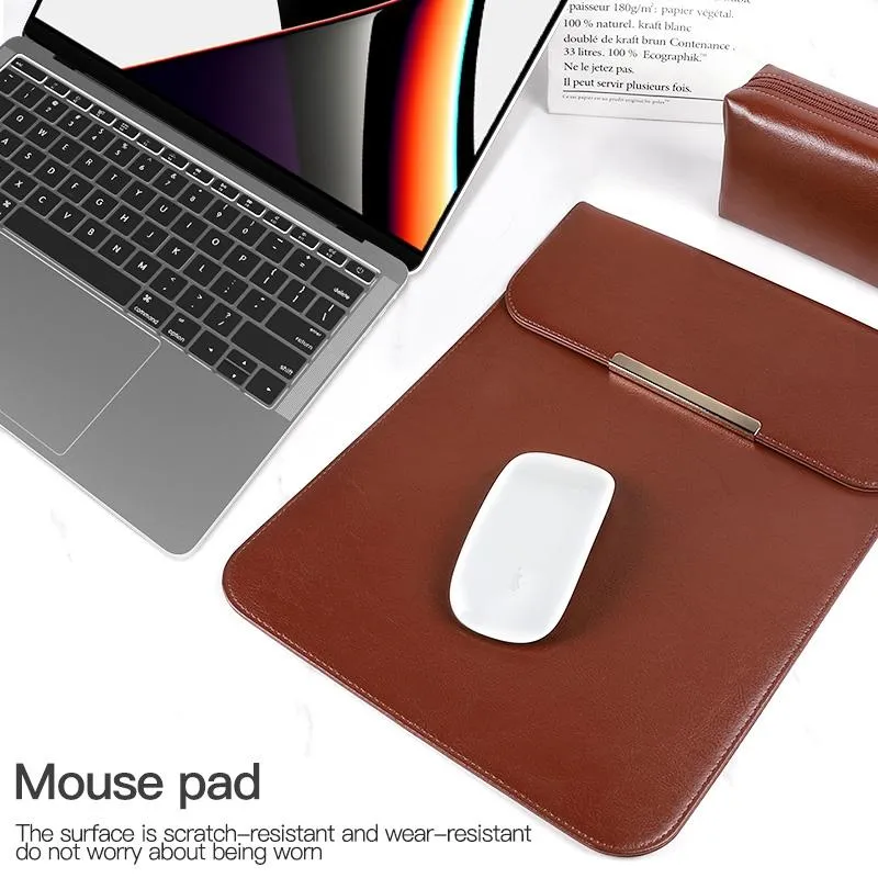 13.3 2-In-1 Laptop Sleeve With Mouse Storage In Pu Leather