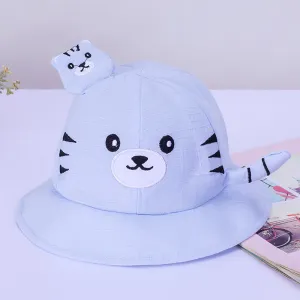 Babymoon Cotton Baby Kids Boys Girls Summer Cap With Head String Cat Design | 2-6 Years | Blue