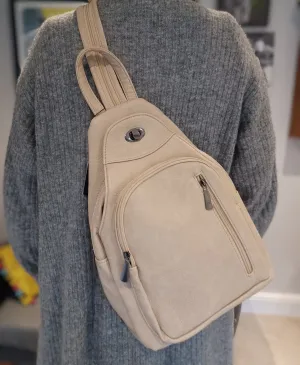 Beige Convertible Backpack/Rucksack/Crossbody Bag