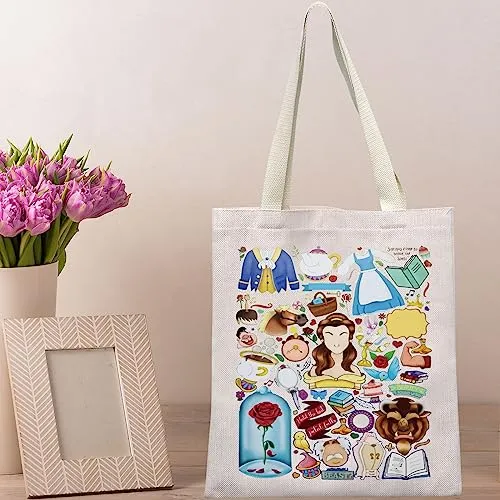 BWWKTOP Fairy Tales Canvas Tote Bag Chip Fans Gifts Fairytale Princess Shoulder Bag For Movie Fans (Beauty is found)