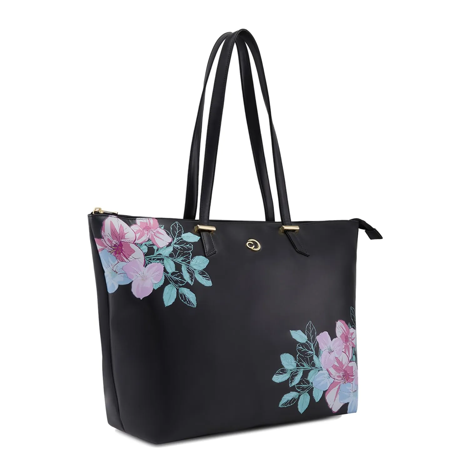 Caprese Shanaya Tote Bag, Large-Black | Stylish Handbag for Women | Spacious, Versatile Office & Daily Essentials Tote | Top Zip Closure