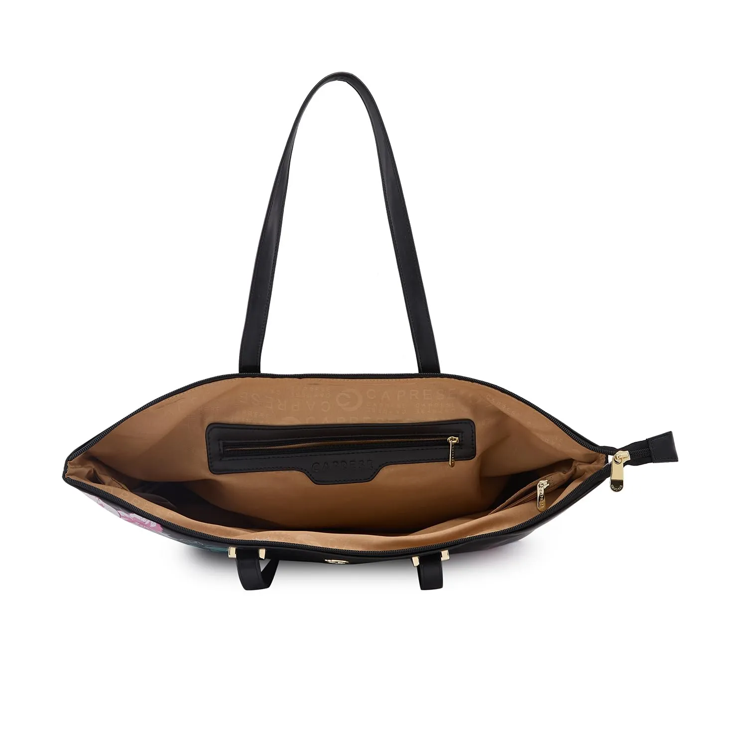 Caprese Shanaya Tote Bag, Large-Black | Stylish Handbag for Women | Spacious, Versatile Office & Daily Essentials Tote | Top Zip Closure
