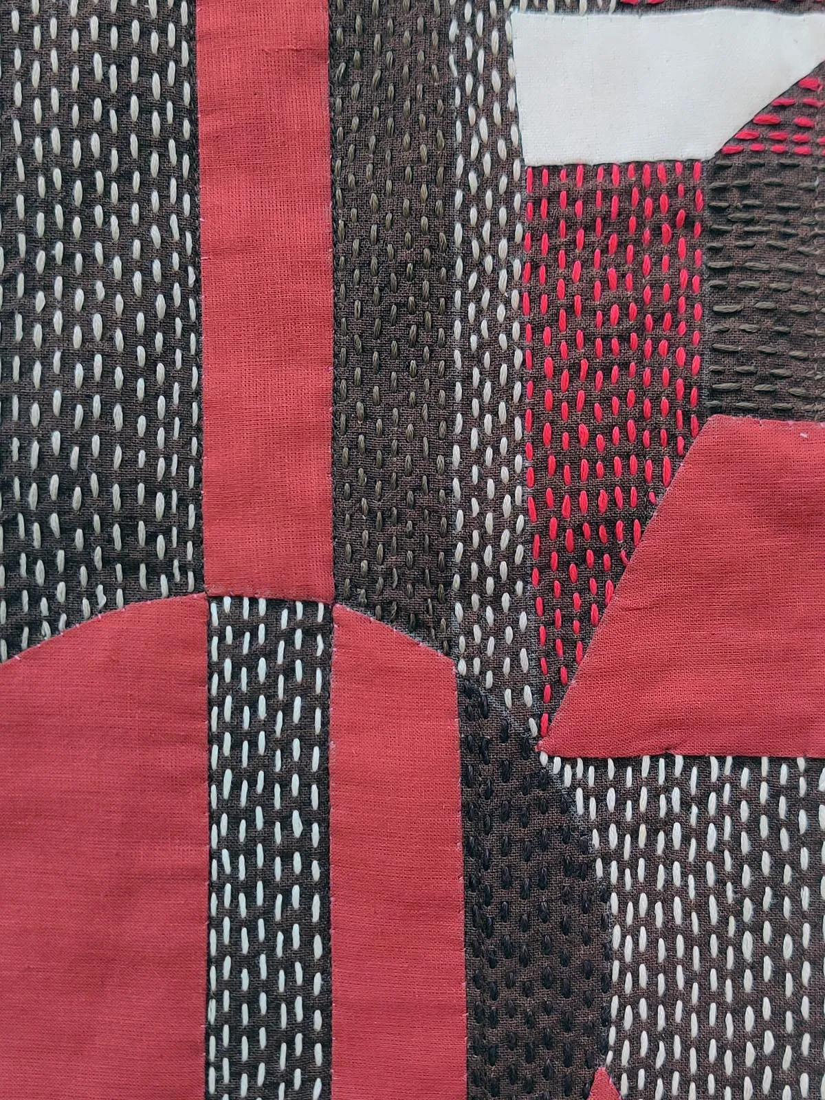 Cotton With Applique And Sujani Work Red Tote Bag