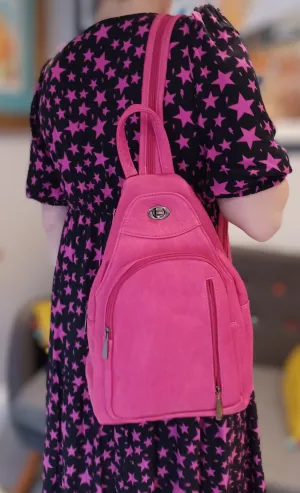 Fuchsia Convertible Backpack/Rucksack/Crossbody Bag