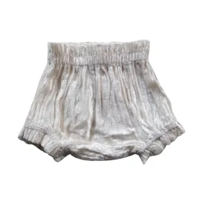 Ivory Shorts-Style Velvet Diaper Cover