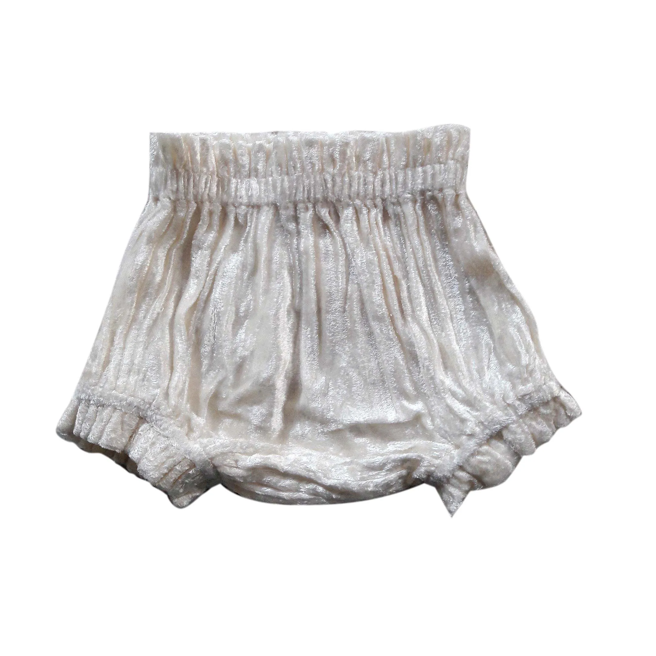 Ivory Shorts-Style Velvet Diaper Cover