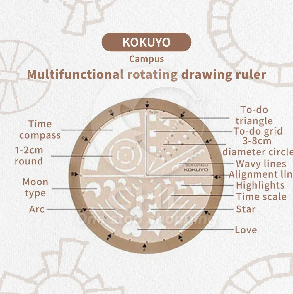 KOKUYO Campus Multifunctional Rotating Drawing Ruler Template Ruler Handbook DIY Icon Geometry Student Office Business