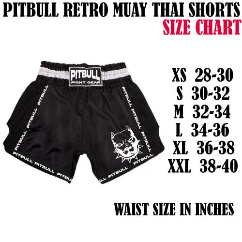 Pitbull Retro Muay Thai Shorts - Black/White