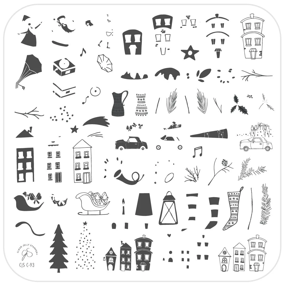 Retro Festive Fun (CjSC-93) Steel Nail Art Layered Stamping Plate