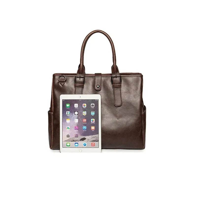 Retro Handbag Briefcase Men Large Capacity Top-Handle Bags With Strap Fashion Men's Crossbody Bag Shoulder Messenger Bag Handbag