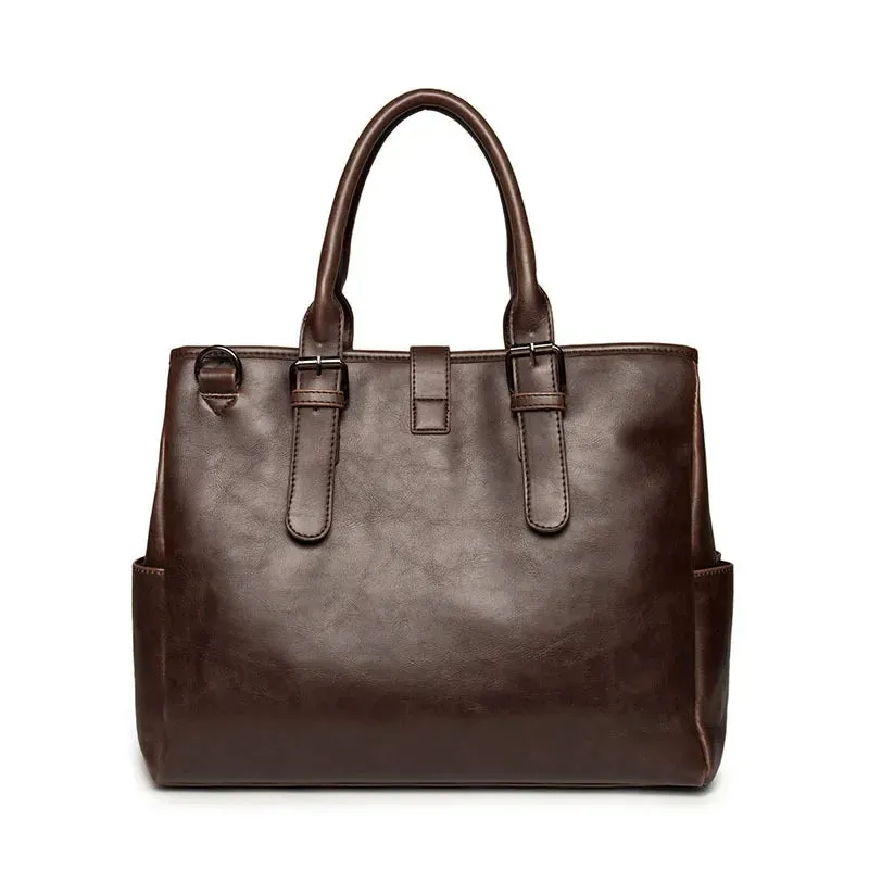 Retro Handbag Briefcase Men Large Capacity Top-Handle Bags With Strap Fashion Men's Crossbody Bag Shoulder Messenger Bag Handbag