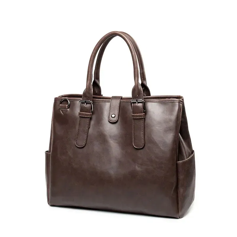 Retro Handbag Briefcase Men Large Capacity Top-Handle Bags With Strap Fashion Men's Crossbody Bag Shoulder Messenger Bag Handbag