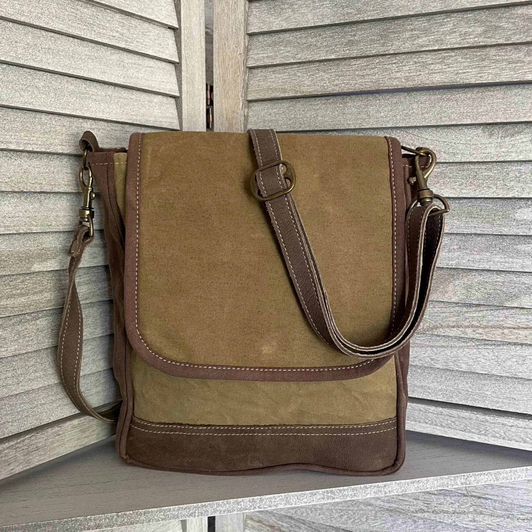 Small Messenger Sustainable Canvas Crossbody Purse, Man or Simple Minimalist Bag