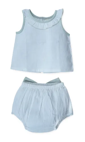 Top And Bow Bloomer Set : POWDER BLUE : Infant : Baby Girl : New Born