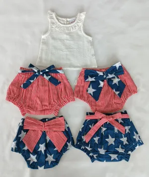 White Ruffled Neck Top & Short-Style Belted Diaper Cover - 5pcs Set